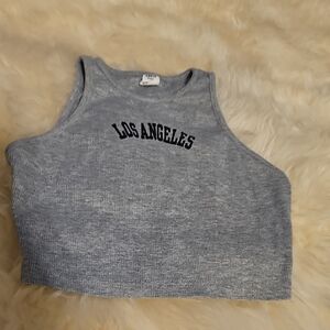 SHEIN Gray Tank Top with Los Angeles Print